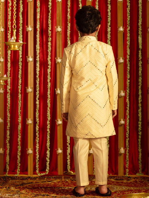 Vastramay Cream Mirror Baap Beta Combo Set